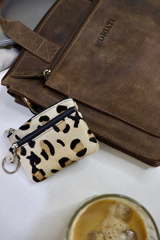 Coin Purse with Key Ring in Full Grain Cow Hide Leather. Style: 11034. Florentino