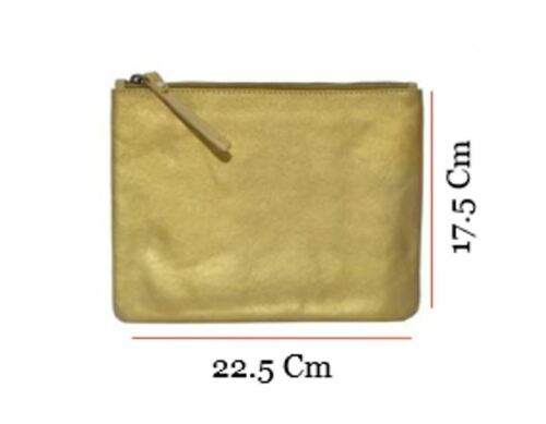 Quality Full Grain Leather Purse/ Clutch. LE 3548 - Gold. Hide & Chic