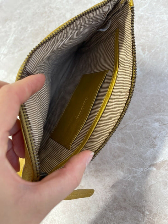 Quality Full Grain Leather Purse/ Clutch. LE 3548 - Gold. Hide & Chic