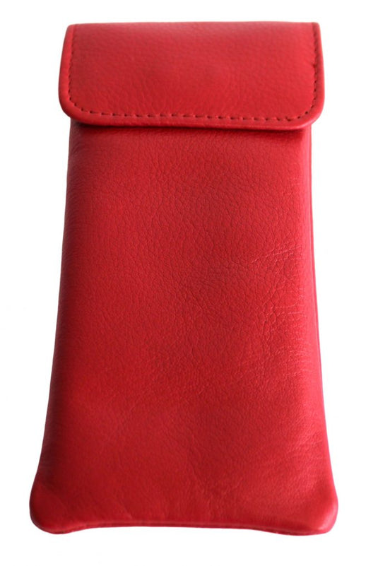 Glasses Case with Genuine Leather and Padding. Colours: Black, brown and red. Style: 11036 Hide & Chic
