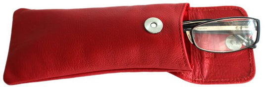 Glasses Case with Genuine Leather and Padding. Colours: Black, brown and red. Style: 11036 Hide & Chic