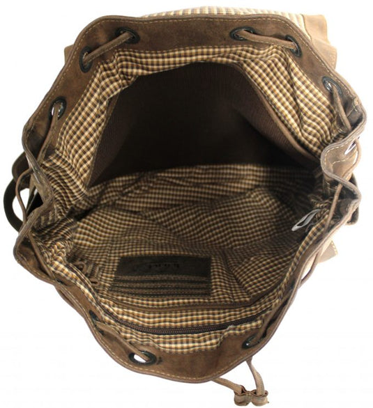 Quality Full Grain Leather Back Pack. Colours: Honey, Hunter or Brown. Style No: MR504102.