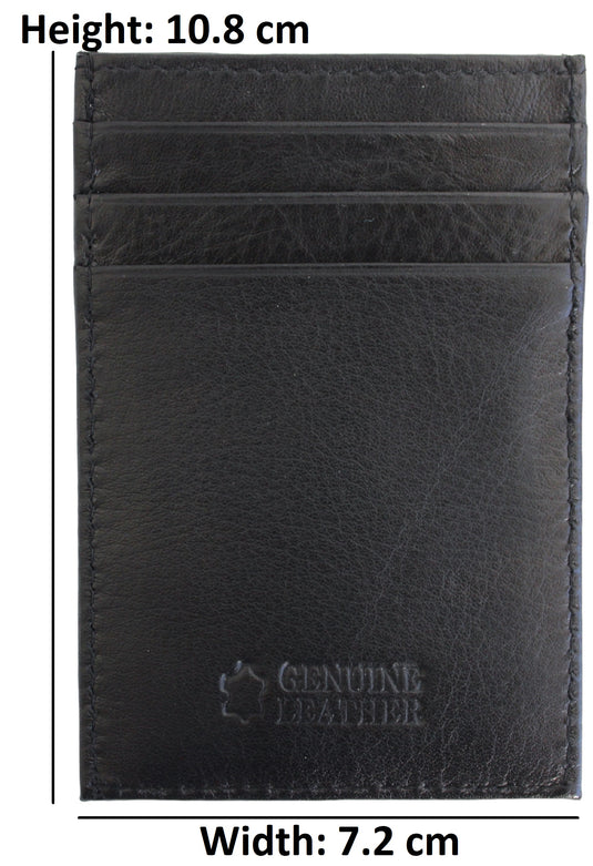 Quality Full Grain Cow Hide Leather Wallet / Card Holder. Black. Style No: 11015