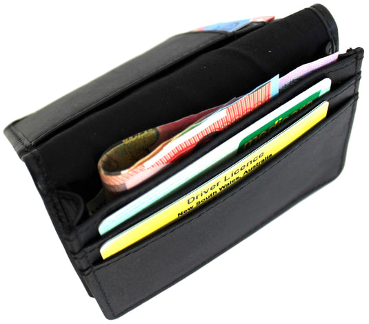 Quality Full Grain Cow Hide Leather Wallet / Card Holder. Black. Style No: 11014