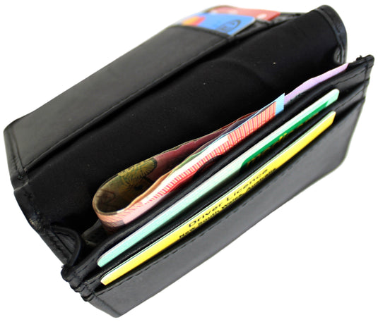 Quality Full Grain Cow Hide Leather Wallet / Card Holder. Black. Style No: 11014