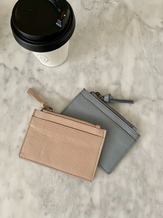 Hide & Chic Full Grain Leather Coin Purse in Pastel Blue, Pink, Tanned or Bronze. Style: LE3319