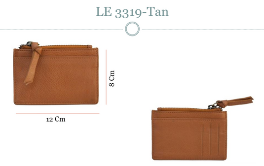 Hide & Chic Full Grain Leather Coin Purse in Pastel Blue, Pink, Tanned or Bronze. Style: LE3319