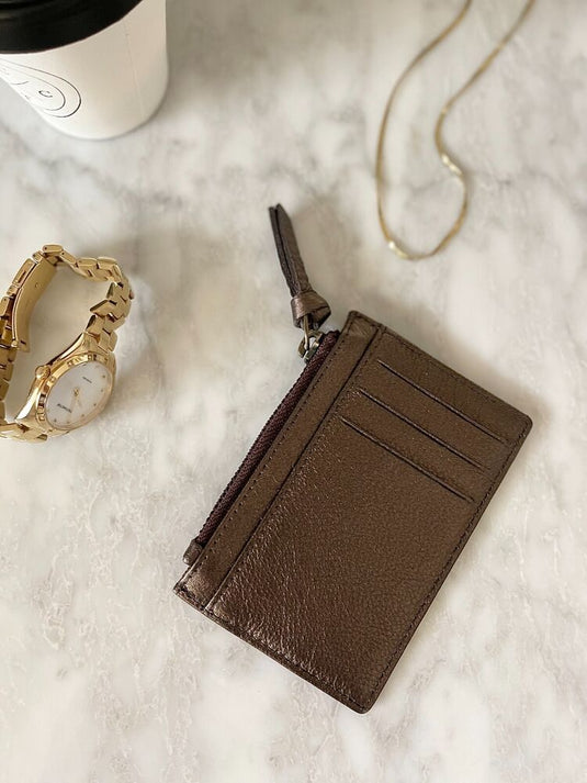 Hide & Chic Full Grain Leather Coin Purse in Pastel Blue, Pink, Tanned or Bronze. Style: LE3319