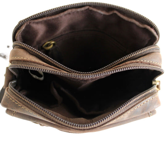 Full Grain Brown Hunter Leather Shoulder/Crossbody Bag. Style No: 51017