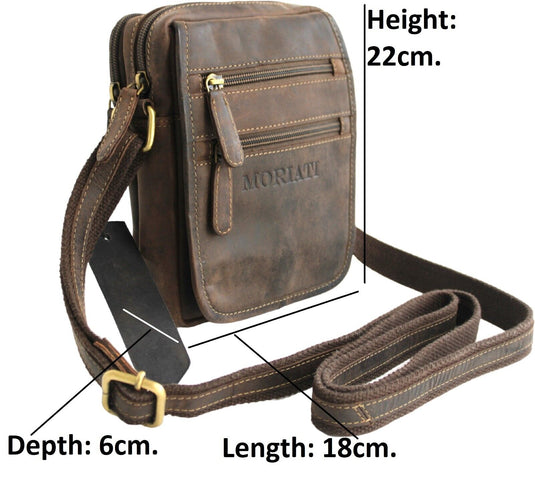Full Grain Brown Hunter Leather Shoulder/Crossbody Bag. Style No: 51017