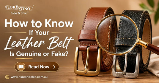 Genuine leather belt next to a fake leather belt for comparison