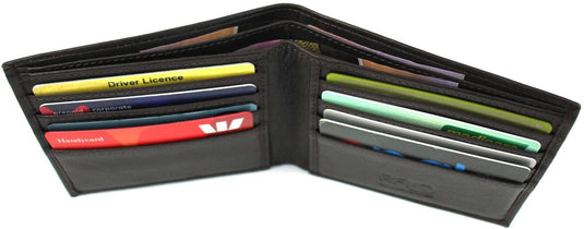 RFID Genuine Leather Wallet. Colours: Black or Brown. Style No: 11043