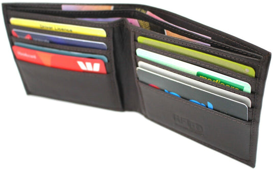 RFID Genuine Leather Wallet. Colours: Black or Brown. Style No: 11043