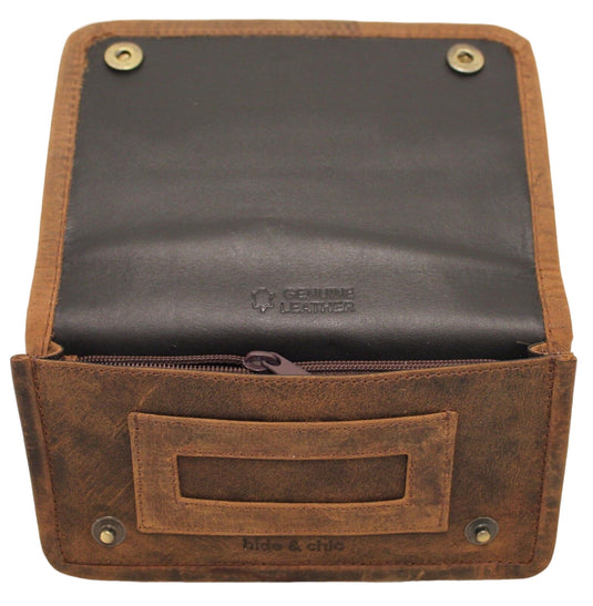 Quality Full Grain Vintage Leather Tobacco Pouch Style: 12035. BROWN. Compact Size.