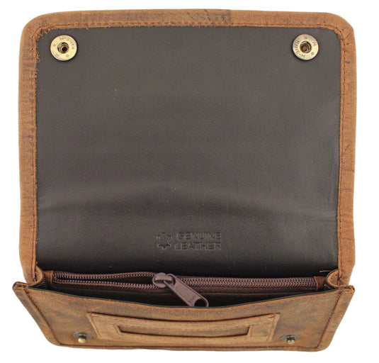 Quality Full Grain Vintage Leather Tobacco Pouch Style: 12035. BROWN. Compact Size.