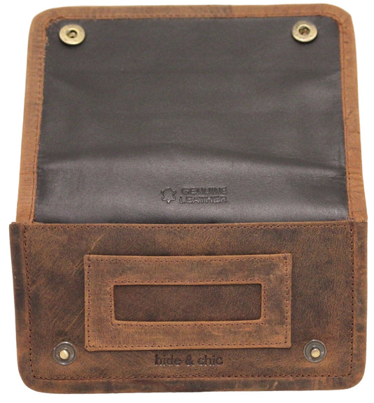 Quality Full Grain Vintage Leather Tobacco Pouch Style: 12035. BROWN. Compact Size.