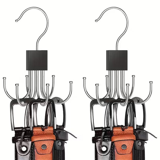 Functional Rotating 6-Claw Hook: Coat, Hat, Scarf, Wardrobe Storage Hanger - Door Hanger - Bag Storage Hook - Polished Wood Finish