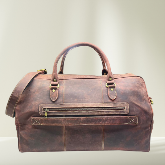 Quality Full Grain Genuine Leather Travel Bag with Adjustable Shoulder Strap. FREE Leather Apple Air-tag Holder Style 81007.