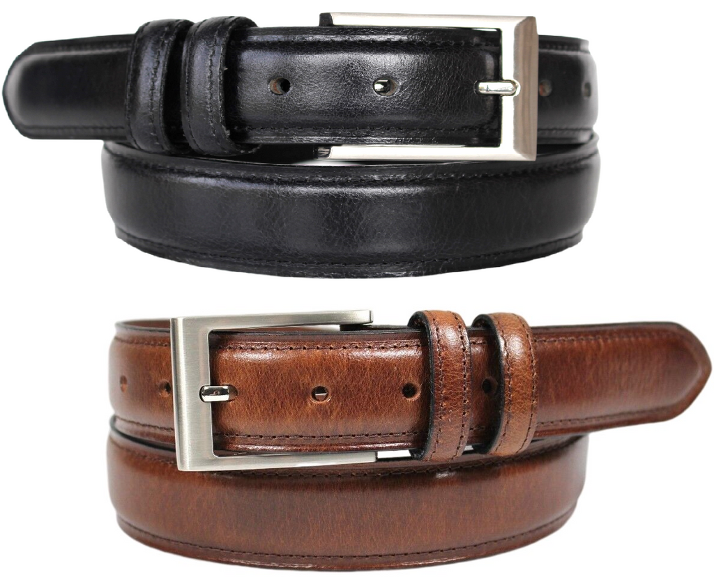 Hide & Chic Full Grain Leather Belt. Brown with Silver Nickle Buckle. Style No 43019 35 MM