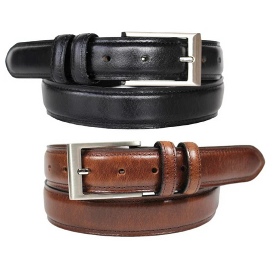 Hide & Chic Full Grain Leather Belt. Brown with Silver Nickle Buckle. Style No 43019 35 MM