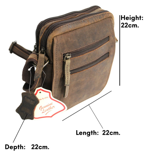 Full Grain Brown Hunter Leather Shoulder/Crossbody Bag. Style No: 51017