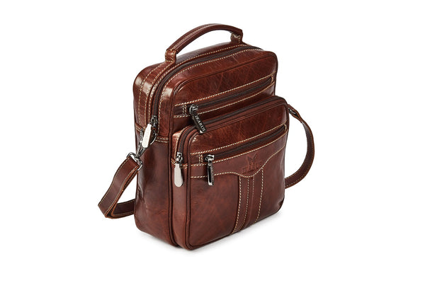 Quality Full Grain Hunter Leather Shoulder/Crossbody Bag. Style No: 51021.