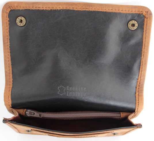 Quality Full Grain Vintage Leather Tobacco Pouch Style: 12035. BROWN. Compact Size.