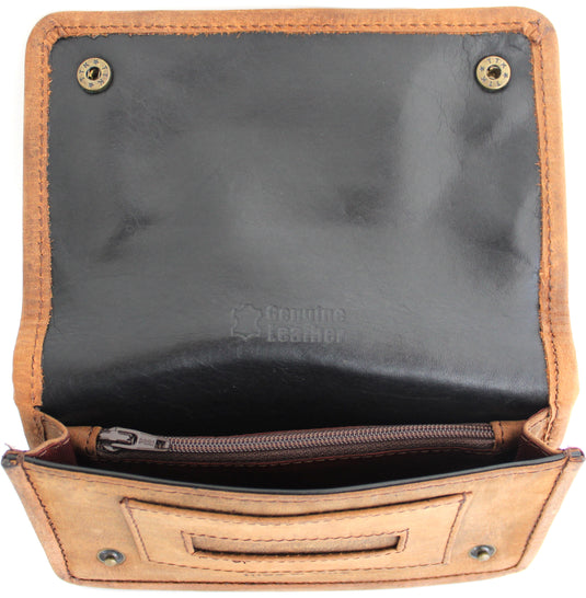 Quality Full Grain Vintage Leather Tobacco Pouch Style: 12035. BROWN. Compact Size.