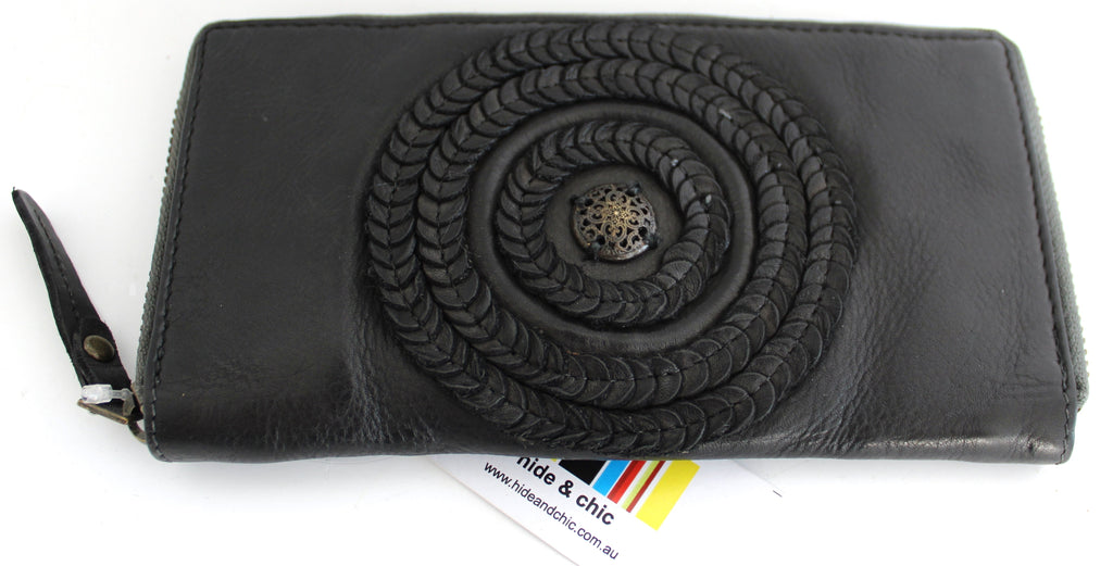 Quality Full Grain Genuine Leather Purse. Style No: 5592. Black.