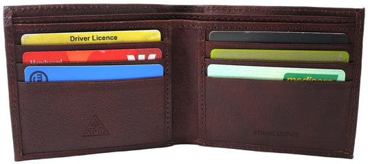 RFID Genuine Leather Wallet. Colours: Black or Brown. Style No: 11043