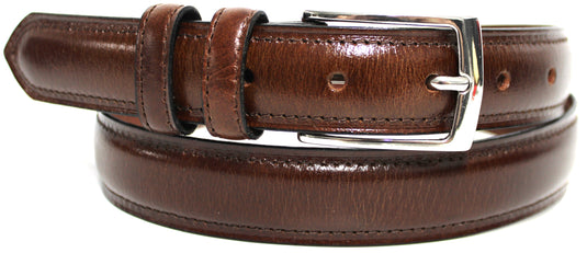 Hide & Chic Full Grain Stitched Leather Belt in Black & Brown. Style number 41009