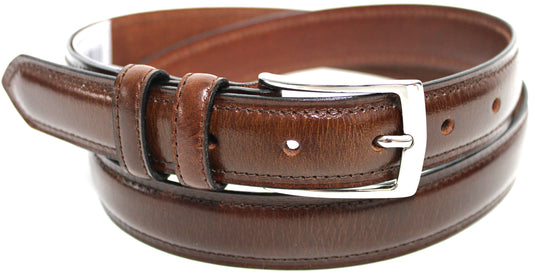 Hide & Chic Full Grain Stitched Leather Belt in Black & Brown. Style number 41009