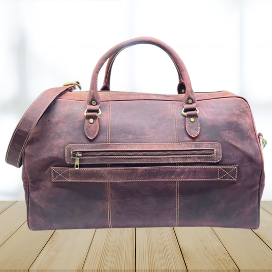 Quality Full Grain Genuine Leather Travel Bag with Adjustable Shoulder Strap. FREE Leather Apple Air-tag Holder Style 81007.