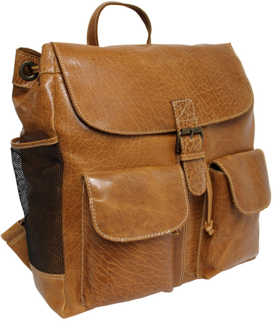 Quality Full Grain Leather Back Pack. Colours: Honey, Hunter or Brown. Style No: MR504102.