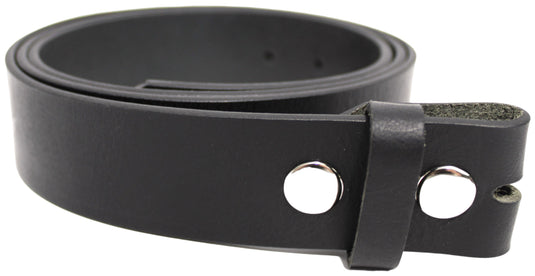 Leather Belt Strap with Press Studs for Pin Buckle. Width: 38mm. Black or Brown.