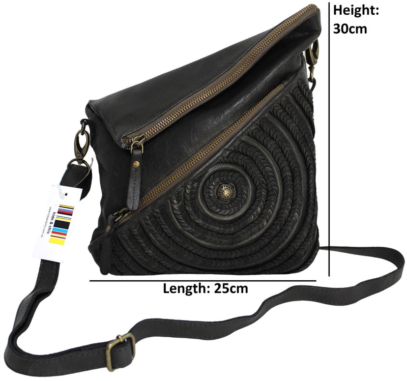 Quality Full Grain Leather Shoulder Bag with Adjustable Shoulder Strap. Colour: Black. Style No: 1767.