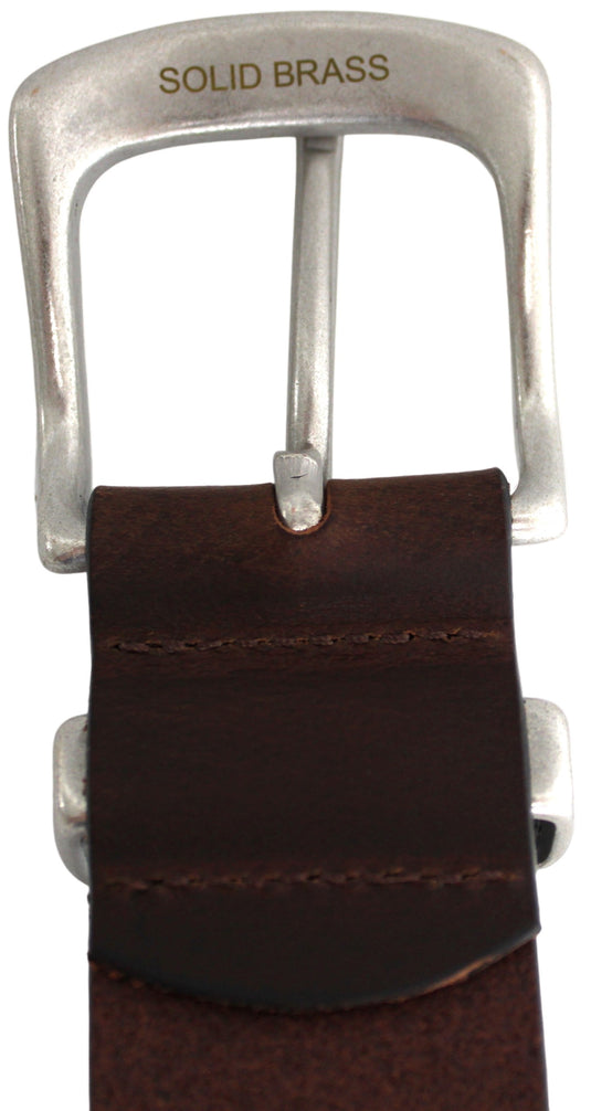 Solid Brass Buckle and Keeper. Quality Full Grain Genuine Leather Belt.