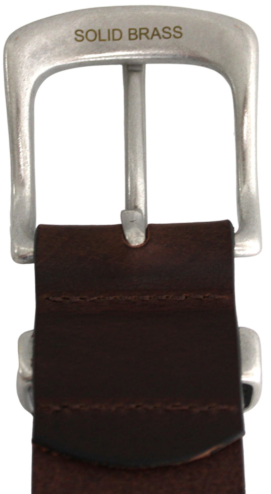 Solid Brass Buckle and Keeper. Quality Full Grain Genuine Leather Belt.