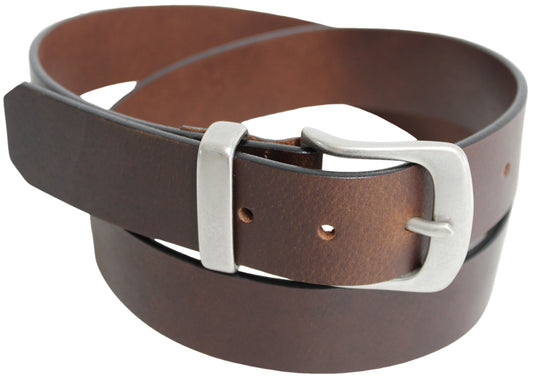 Solid Brass Buckle and Keeper. Quality Full Grain Genuine Leather Belt.