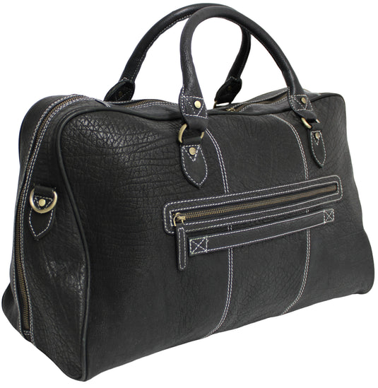 Quality Full Grain Genuine Leather Travel Bag with Adjustable Shoulder Strap. FREE Leather Apple Air-tag Holder Style 81007.