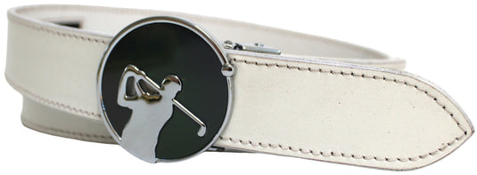 Quality Full Grain Leather Golf Belt. Colour: White. Style: 41044.