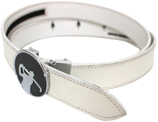 Quality Full Grain Leather Golf Belt. Colour: White. Style: 41044.
