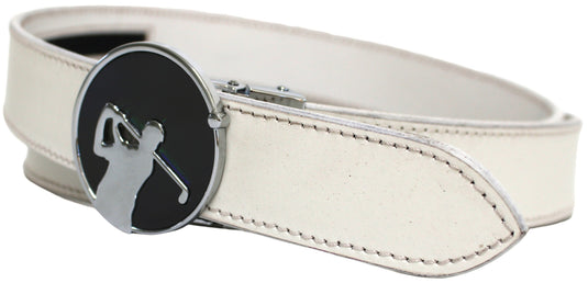 Quality Full Grain Leather Golf Belt. Colour: White. Style: 41044.