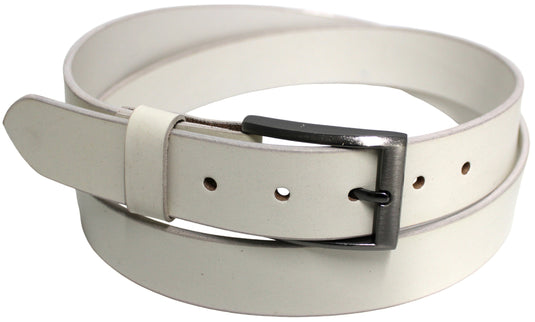 Quality Full Grain Leather Belt. Colour: White. Style No: 41011.