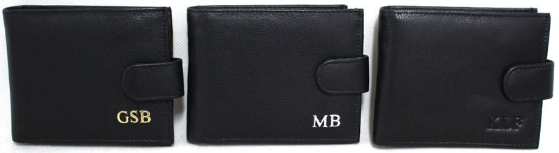 Personalized Monogrammed Wallet. Gold, Silver or Black Embossed. RFID Leather.