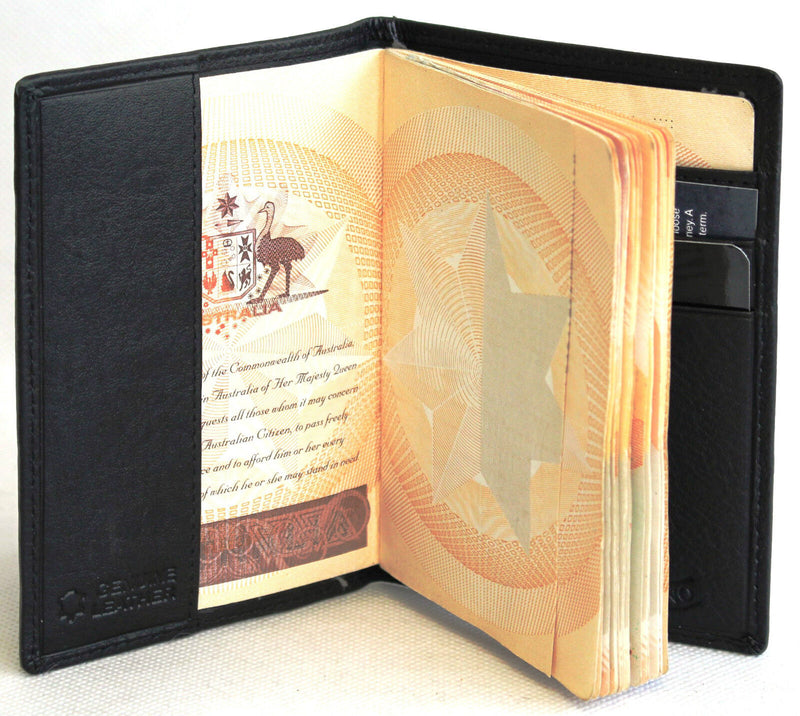 RFID Security Lined Leather Passport Holder Full Grain Cow Hide Leather. Style number: 11017 Hide & Chic
