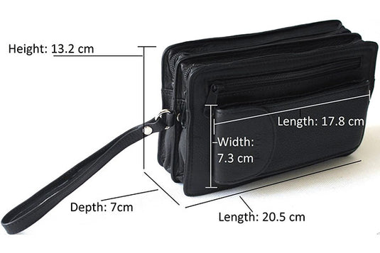 Hide & Chic Full Grain Hunter Leather Men’s Clutch Bag. Style No 52009