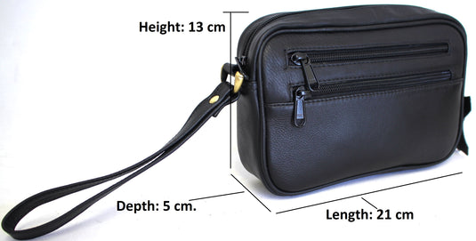 Black Full Grain Leather Mens Clutch Bag. Style No: 51012 Hide & Chic