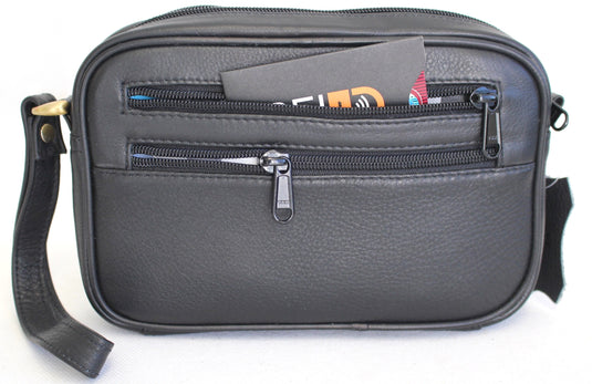 Black Full Grain Leather Mens Clutch Bag. Style No: 51012 Hide & Chic