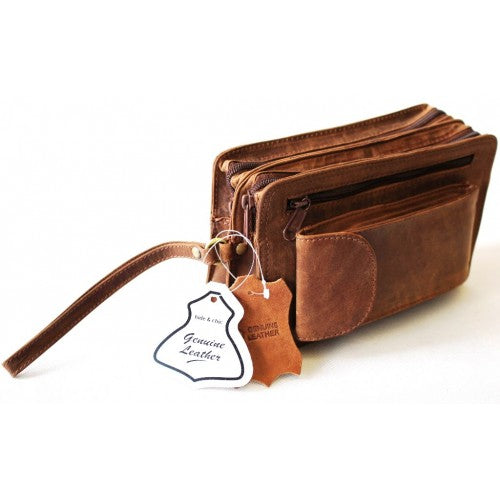 Hide & Chic Full Grain Hunter Leather Men’s Clutch Bag. Style No 52009